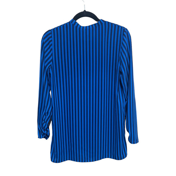 Charming Charlie Womens Size Small Striped Blouse Ruched Sleeves V Neck Pullover - Picture 3 of 8